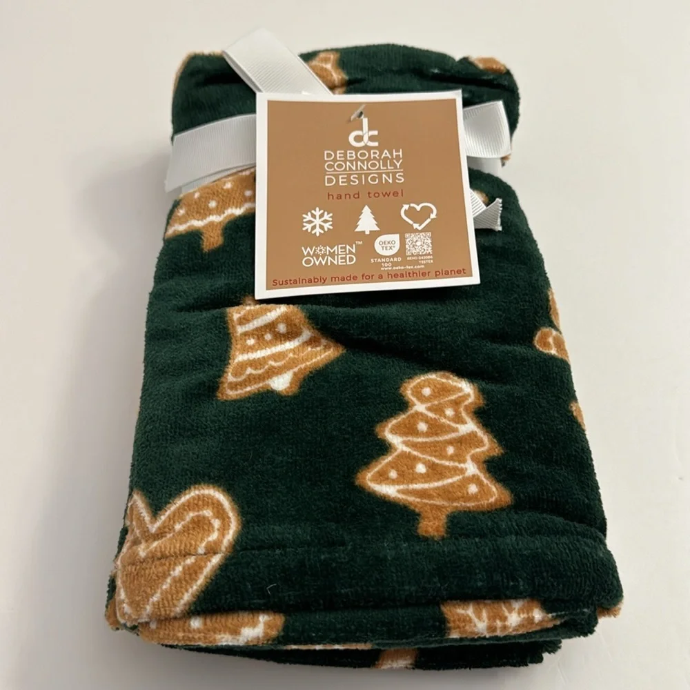 3pc DEBORAH CONNOLLY Holiday Bath Towel Set - Parade Gin - Green/Camel